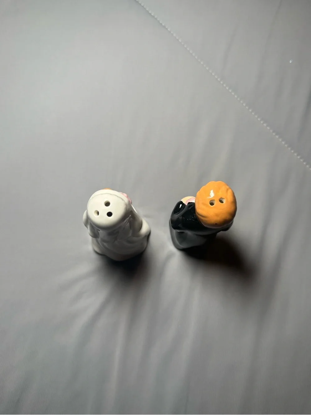 Bride and Groom Wedding Ceramic Salt and Pepper Shakers White and Black